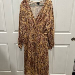 Torrid Yellow and Red Paisley Long Sleeve Dress